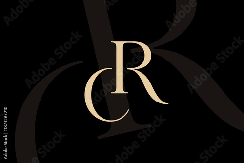 RC or CR letter logo icon design. Classic style luxury initials monogram.