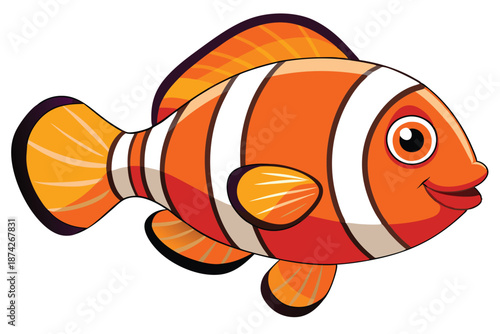 Pair of Clownfish Vector Illustration, Marine Reef Inhabitants Isolated on White Background for Environmental Conservation Concepts