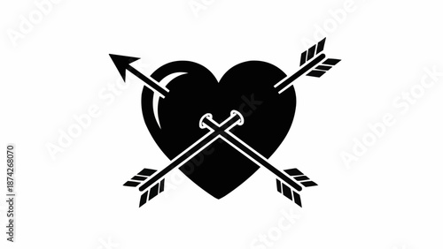 Black heart pierced by two arrows.