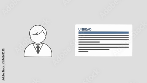 Businessman with unread email notification.