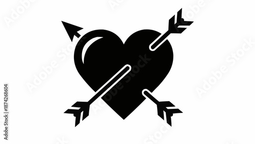 Black heart pierced by three Cupid arrows icon.