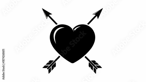 Black heart pierced by two arrows symbol.