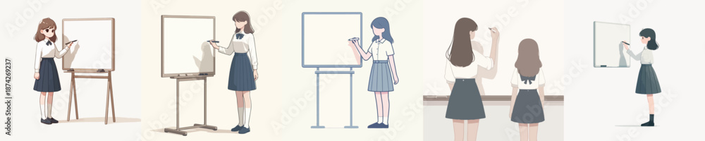 © Fajar - Beautiful Female Student Writing on a Chalkboard Vector Illustration