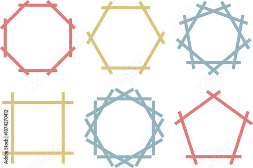 シンプルな和風フレーム6種セット　レトロ