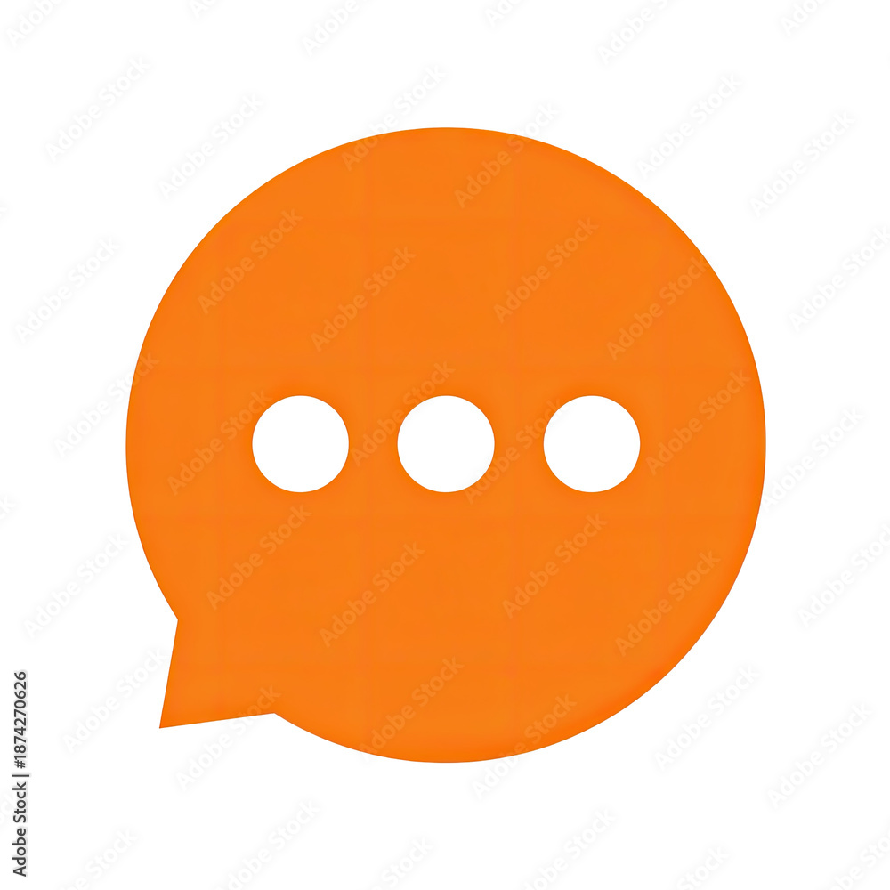 Fototapeta premium A stylized orange speech bubble with three dots, hinting at a message or communication