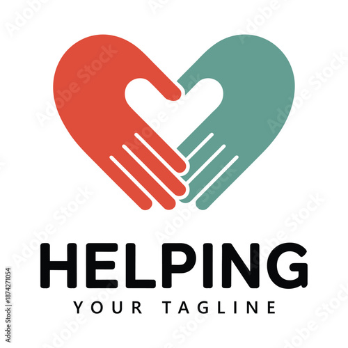 Helping hands forming a heart symbol with text for charity or support concept