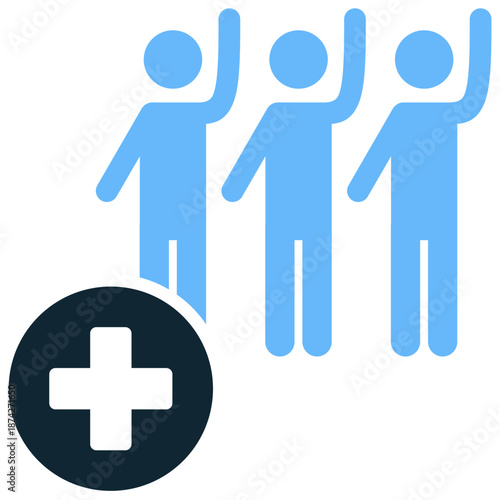 Health volunteer icon vector for charity work. Ideal for medical aid helpers, community support, altruism, and humanitarian service teams.