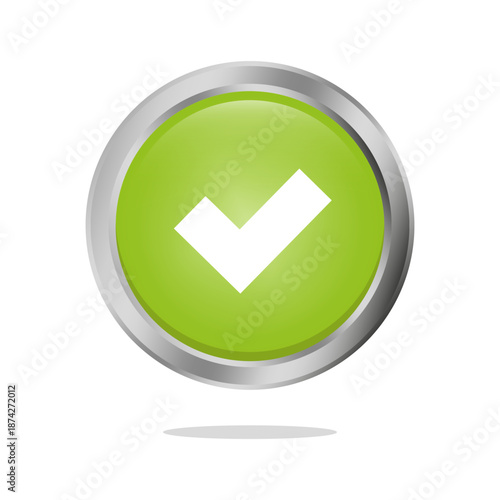 Free Download Checkmark button icon. Correct sign symbol. Green circle emblem. Vector verification sign. - GFXLoad