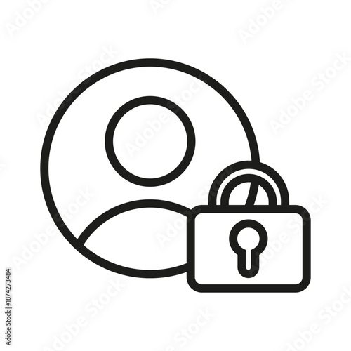 User profile security. Person lock Vector. Account access symbol. Private identity icon.