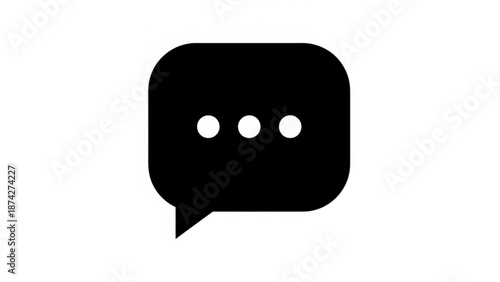 Simple black speech bubble with three dots on a white background