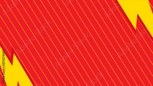 Dynamic Red and Yellow Comic Background with Diagonal Stripes, Energetic Lightning Bolt Accents, and Vibrant Pop Art Style for Action and Marketing Designs.