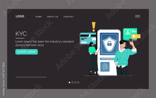 Digital KYC Vector Illustration with Secure Login Process