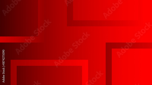 Abstract Red Background with Modern Geometric Square Frames, Vibrant Crimson Gradients, and Sophisticated Minimalist Corner Line Design for Corporate Tech Presentation.