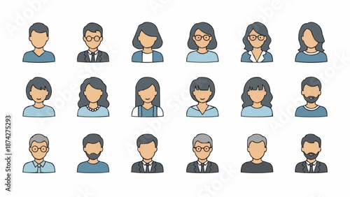 Diverse Group of People Avatars Representing Different Individuals.