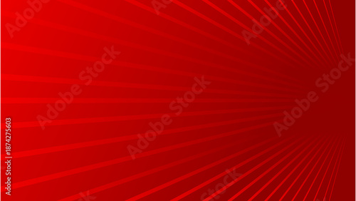 Dynamic Red Abstract Background with Perspective Sunburst Lines, Vibrant Scarlet Radial Gradient, and Energetic Geometric Rays for Speed and Motion Design Concepts.