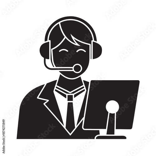 Call Center Agent Desk Communication Concept