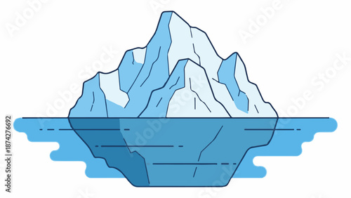 Stylized iceberg with visible submerged portion, floating in calm, blue water