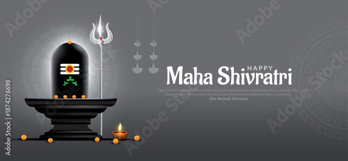 Happy maha Shivratri, a Hindu festival celebrated of lord shiva night. Creative vector illustration design with shivling.