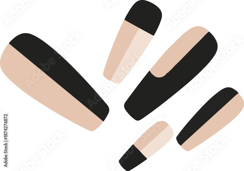 Stylized depiction of five fingernails with dark tips and light nude bases