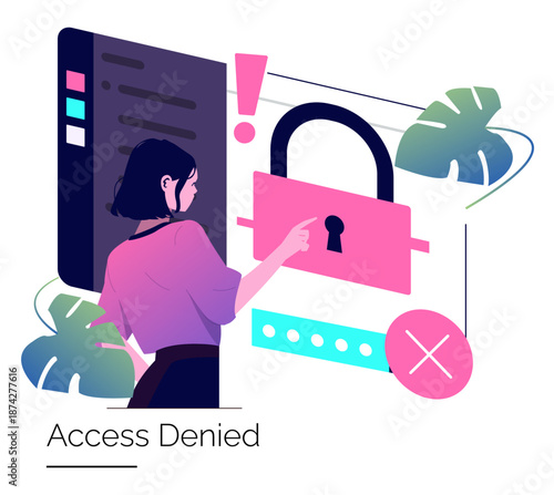 Access Denied Concept with Digital Lock Vector Illustration