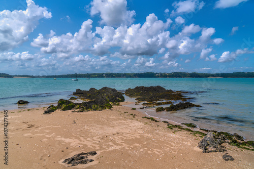 Rocky coast Saint-Jacut-de-la-Mer Brittany north west France
