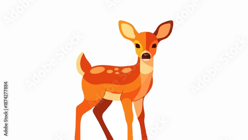 Stylized illustration of a young fawn with large ears and spotted coat