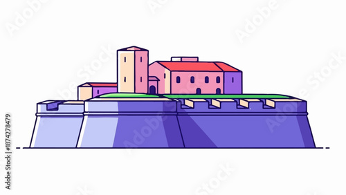 Stylized illustration of a historic fortress with a prominent tower