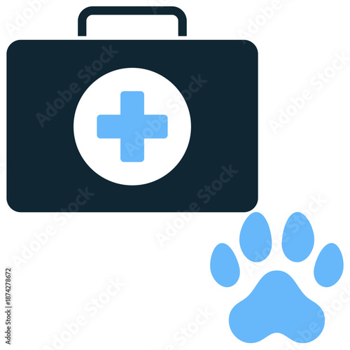 Pet first aid icon vector for emergency kits. Ideal for medical safety boxes, urgent care supplies, bandage symbols, and rescuing injured animals.