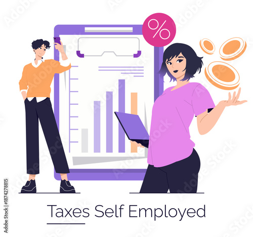 Self-Employed Tax Management Vector Illustration