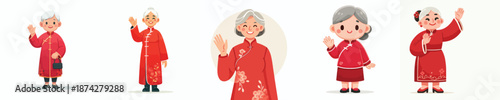 Foto Vector Grandmother say hello Chinese New Year