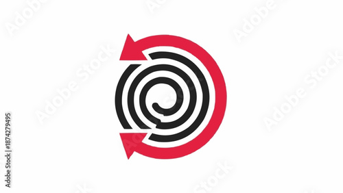 Black and red swirling circular arrows.
