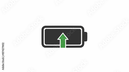 Charging battery icon with green arrow.