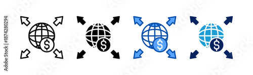 market expansion icon set multiple style collection