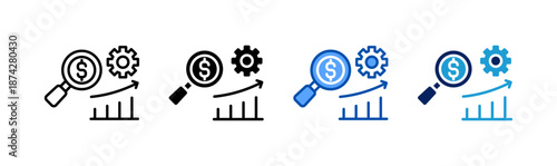 research icon set multiple style collection