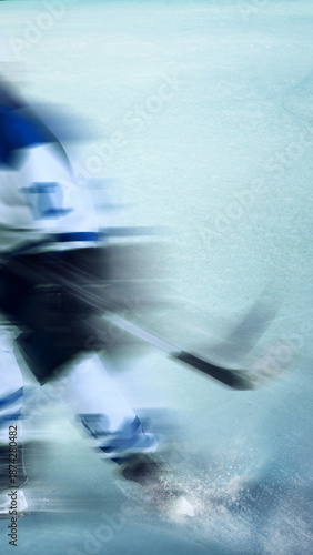 Photography Ice hockey player poster in motion blur skating across rink