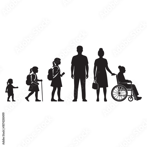 Diverse group of people representing different ages and abilities walking together