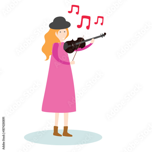 vector of a woman playing the violin