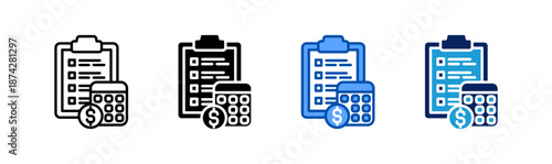 budgeting icon set multiple style collection