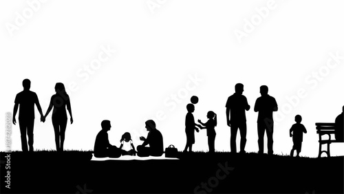 Diverse group of people enjoying outdoor activities and leisure time together.