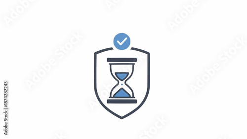Shield Protecting Hourglass with Checkmark.