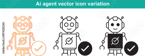 Variations of ai agent vector icons in different colors and styles