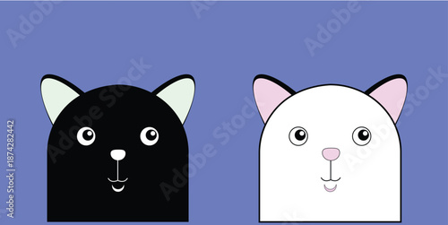 Adorable black kitty with face and cute whiskers on a vibrant  eps 10
