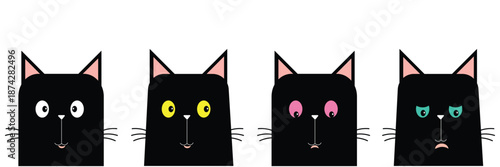 Adorable black kitty with face and cute whiskers on a vibrant  eps 10