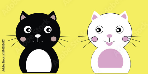 Adorable black kitty with face and cute whiskers on a vibrant  eps 10