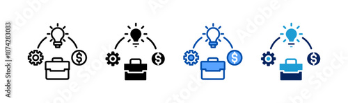 business management icon set multiple style collection