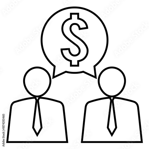 Talk business line icon vector for corporate meetings. Ideal for negotiation outlines, strategy discussions, interview dialogs, consulting, and professional communication.