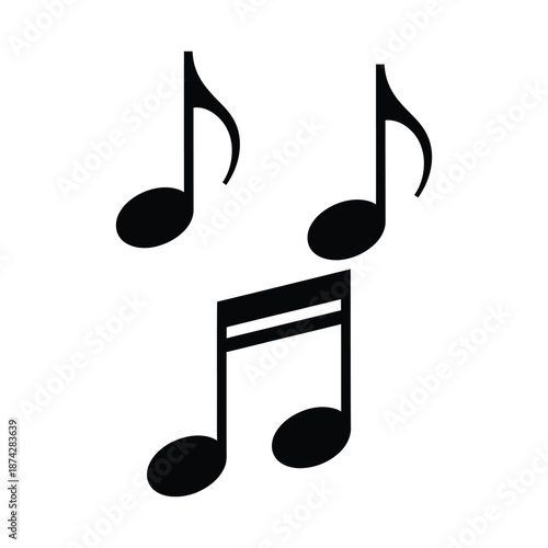 This vector illustration features a black musical note icon and treble clef symbol design set against a white background as a clean sign for web audio apps and song melody elements

Would you like me 