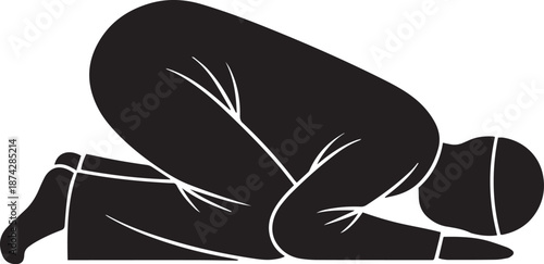 Submission in Prayer: A simple silhouette of a person offering prayer in a gesture of devotion and respect.