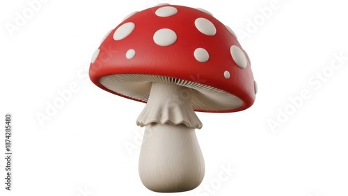 Red and white polka dot mushroom isolated on white background