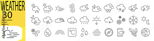 Weather icon set. Editable stroke.